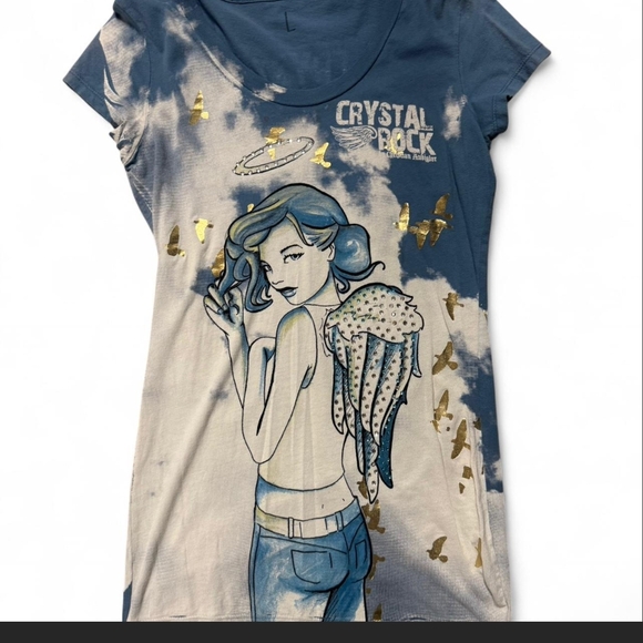 ***KAYLEE***Crystal Rock By Christan Audiguer RARE Blue Graphic T-Shirt. L - Picture 1 of 3